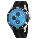 Henley Mens Multi Eye Polished Silver Sports Blue Dial Black Silicone Watch H02229.6