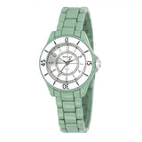 Henley Ladies Enamelled Round Case Silver sunray dial Green Bracelet Watch H07241.11