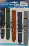 1555.05 22MM 2X EXTRA LONG MIX COLOUR LEATHER WATCH STRAPS PK5