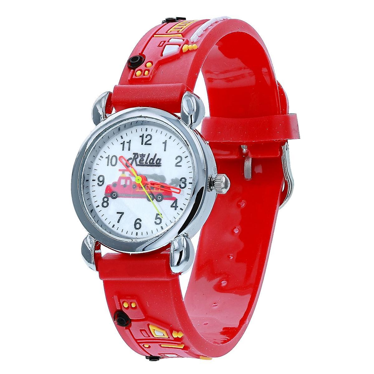 Relda Children's Analogue 3D Fire Engine Red Silicone Strap Boy's Watch REL48