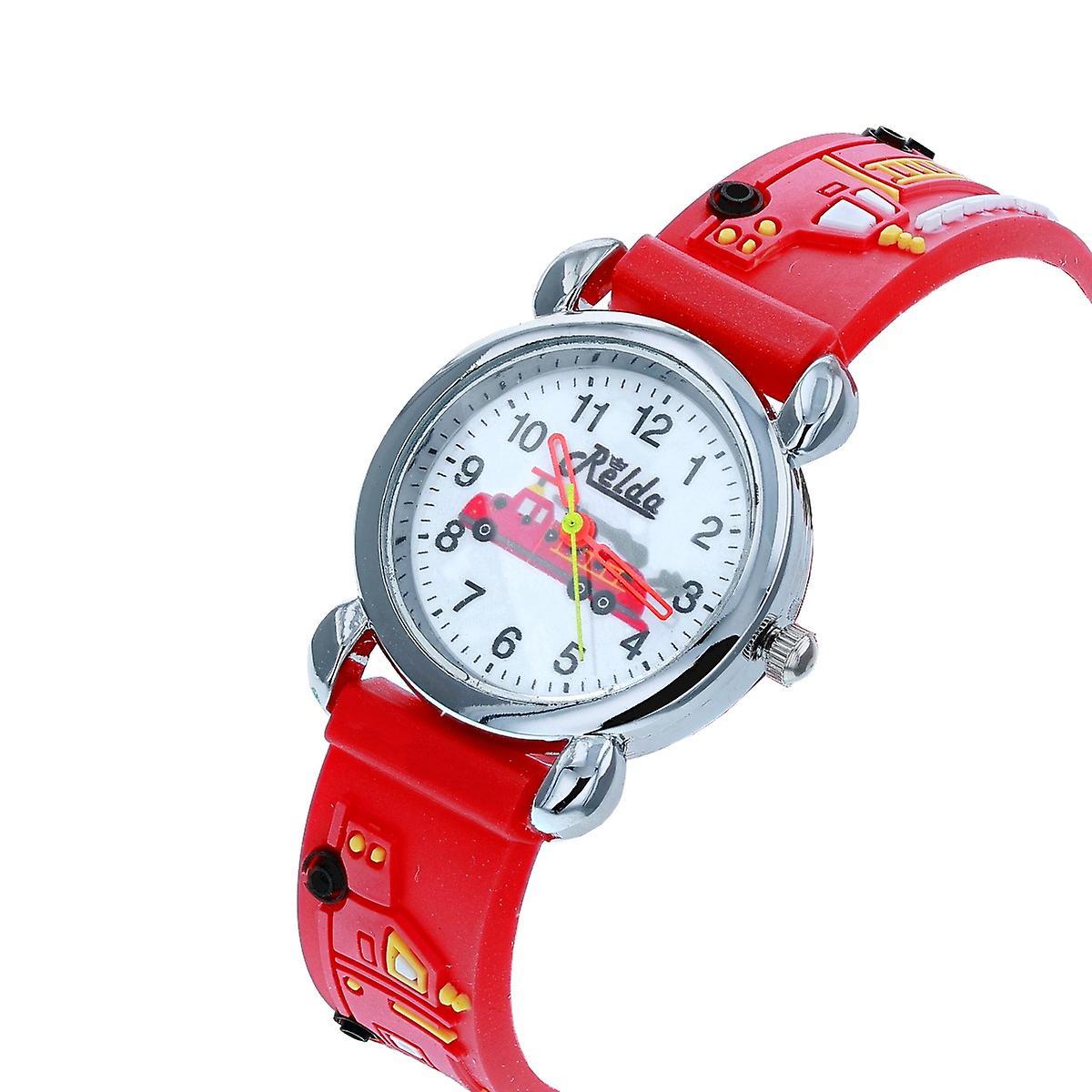 Relda Children's Analogue 3D Fire Engine Red Silicone Strap Boy's Watch REL48