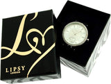 Lipsy London Ladies Bling Bezel Silver Tone Dial Black Leather Strap Watch LP293