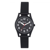 Ravel Ladies Basic Bold Easy Read Expander Bracelet Watch Black/Black R0225