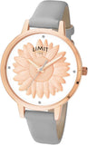 Limit Ladies Secret Garden Rose Gold Plated Sunflower Grey Strap Watch