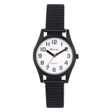 Ravel Ladies Basic Bold Easy Read Expander Bracelet Watch White/Black R0225