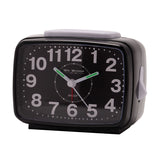 Wm.Widdop Oblong Alarm Clock Sweep Movement & Snooze - Black