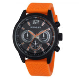 Henley Mens Multi Eye Black Dial With Orange Sports Large Silicone Strap Watch H02216.8