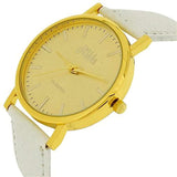 Relda Women Analogue Jumbo Goldtone Dial & PU White Strap Buckle REL63