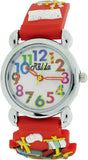 Relda Children's Big Number Analog Pirates A'hoy Red Silicone Strap Girl's Watch REL104