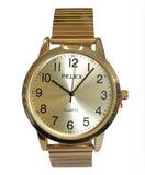 Pelex Mens Big number Gold Case Gold Dial Gold Bracelet Strap Quartz Watch