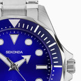 Sekonda Mens Hudson Stainless Steel Case & Bracelet with Blue Dial