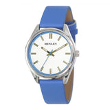 Henley Ladies Colourful Round silver tone case Blue Faux Leather Strap Watch H06185.6