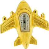 Miniature Clock Gold Plated Aeroplane Solid Brass IMP1015G -