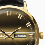 Sekonda Mens Gold Case & Black Leather Strap with Gold Dial 1950