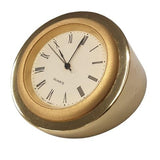 Miniature Clock Goldtone Metal Small Round Desk Clock Solid Brass IMP55 - CLEARANCE NEEDS RE-BATTERY