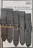 Black Leather Extra Long Watch Straps Pk5 size 30mm 1002BK