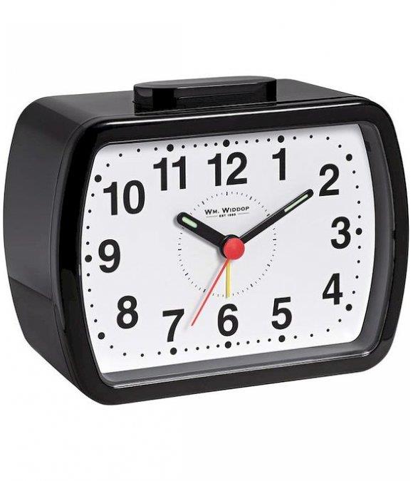 Widdop Quartz Alarm Bell Oblong Small Alarm Clock Black 5184B