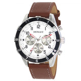 Henley Men's Multi Eye Classic White Dial With Brown Sports Leather Strap Watch H02213.4