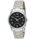 Casio Men's Standard Stainless Steel Easy Reader Black Dial Watch - MTP-V001D-1BUDF