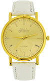 Relda Women Analogue Jumbo Goldtone Dial & PU White Strap Buckle REL63