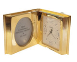 Miniature Clock Goldtone Photo Frame & Clock Solid Brass IMP100 - CLEARANCE NEEDS RE-BATTERY