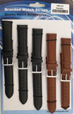 1005 Padded Leather Watch Straps Pk5 Black & Brown mixed 22mm