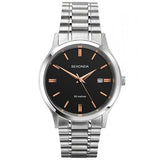 Sekonda Men's Dated Rose gold Number with Black Dial Silver Bracelet Watch - 1192