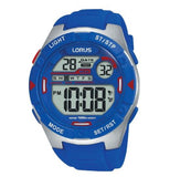 Lorus Mens Digital Alarm Blue Rubber Strap Watch - R2301NX9